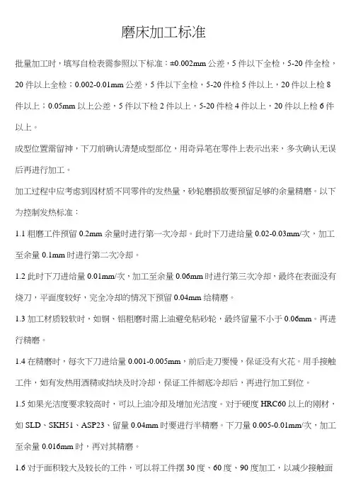 磨床加工标准