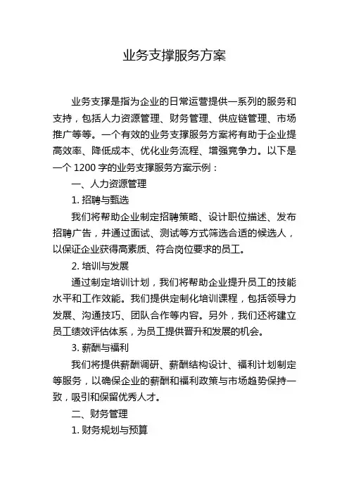 业务支撑服务方案