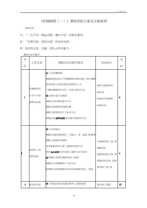 《机械制图(一)》课程思政方案及实施案例(2)