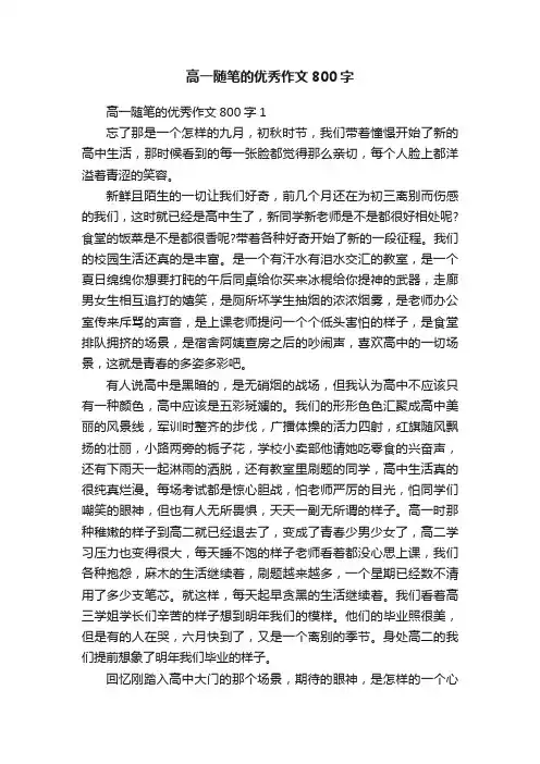 高一随笔的优秀作文800字