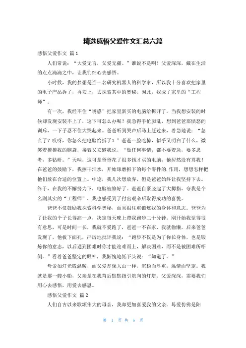 精选感悟父爱作文汇总六篇