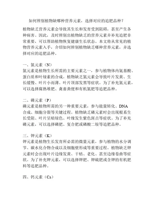 如何辨别植物缺哪种营养元素,选择对应的追肥品种？