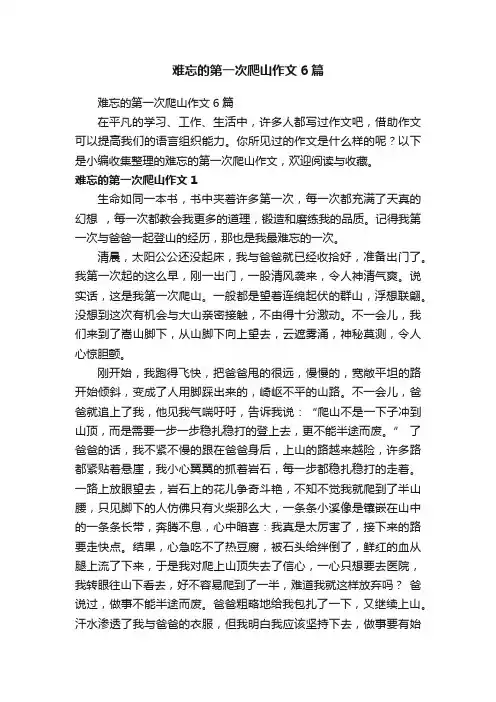 难忘的第一次爬山作文6篇