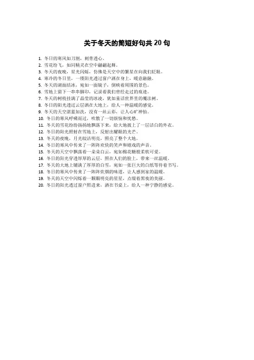 关于冬天的简短好句