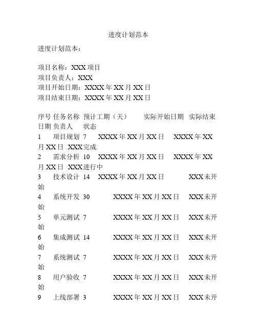 进度计划范本