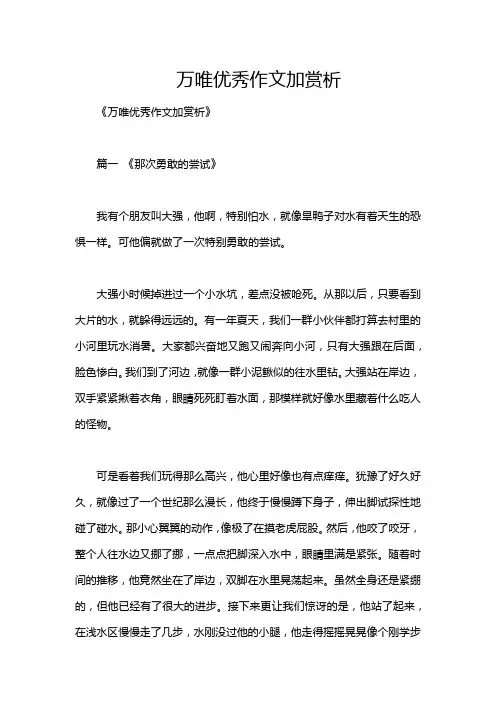 万唯优秀作文加赏析