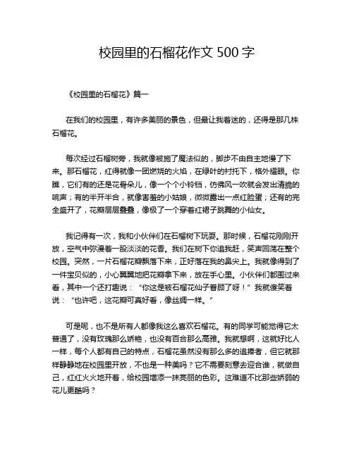 校园里的石榴花作文500字