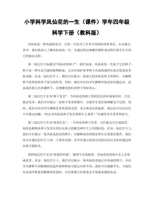 小学科学凤仙花的一生(课件)学年四年级科学下册(教科版)