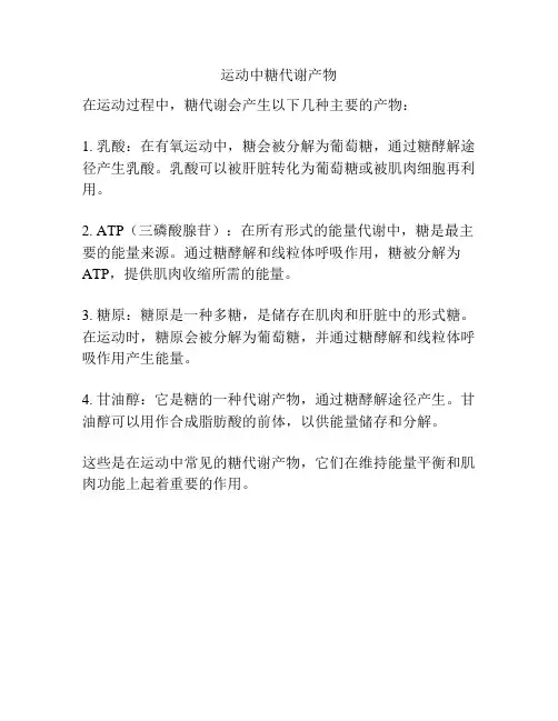 运动中糖代谢产物