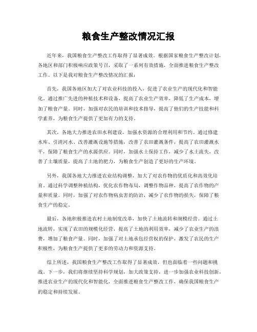 粮食生产整改情况汇报