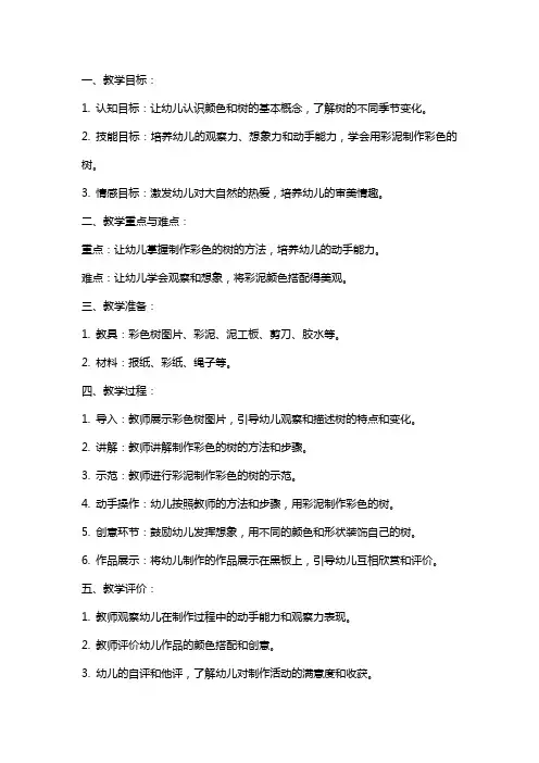 小班美术教案《彩色的树》