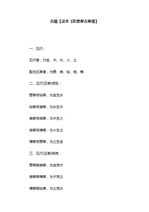古籍【武术《形意拳古拳谱】