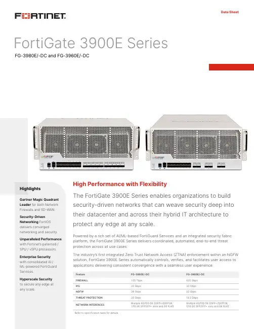 FortiGate 3900E 系列产品说明说明书