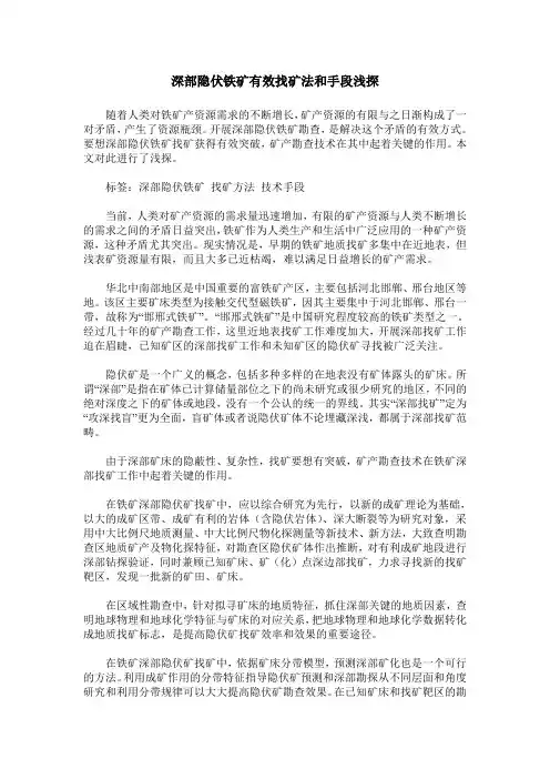 深部隐伏铁矿有效找矿法和手段浅探