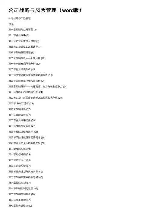 公司战略与风险管理（word版）