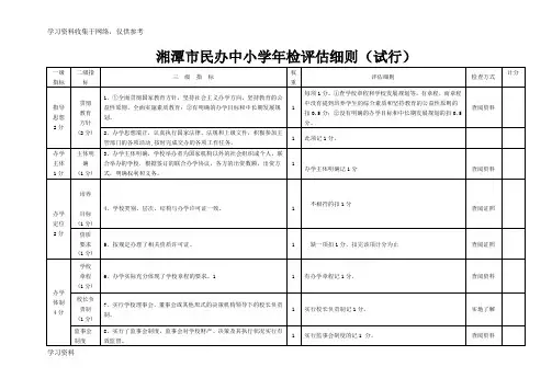 湘潭市民办中小学年检评估细则(修改稿)