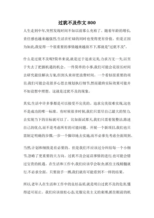 过犹不及作文800