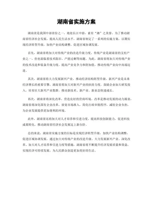 湖南省实施方案