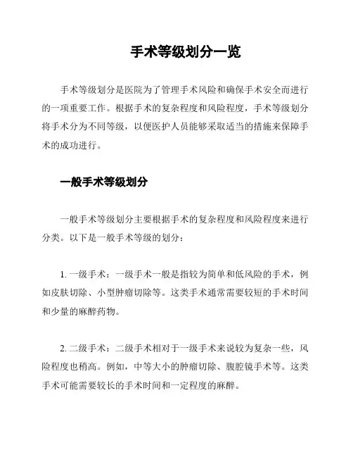 手术等级划分一览