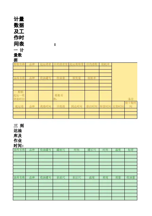 分卸船舶计量数据及工作时间表