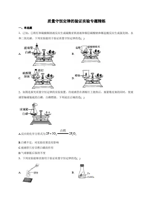 质量守恒定律的验证实验专题精练