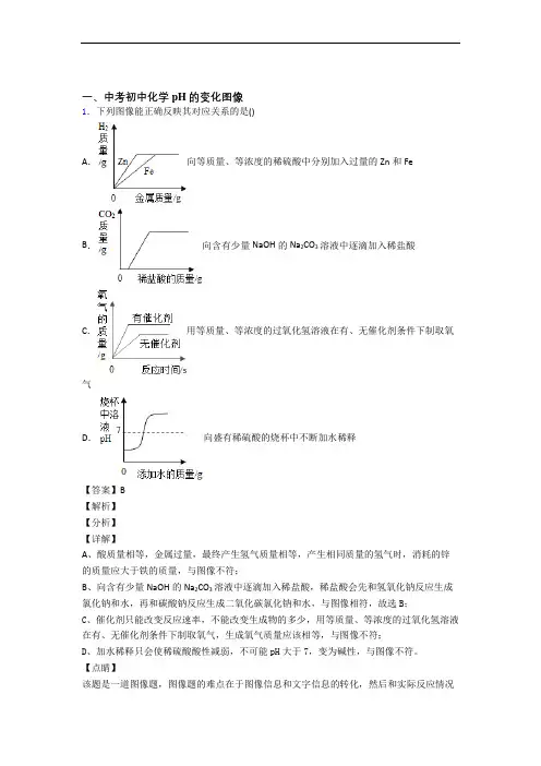2020-2021中考化学培优(含解析)之pH的变化图像及答案解析