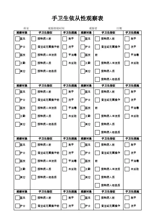 (完整word版)手卫生依从性观察表