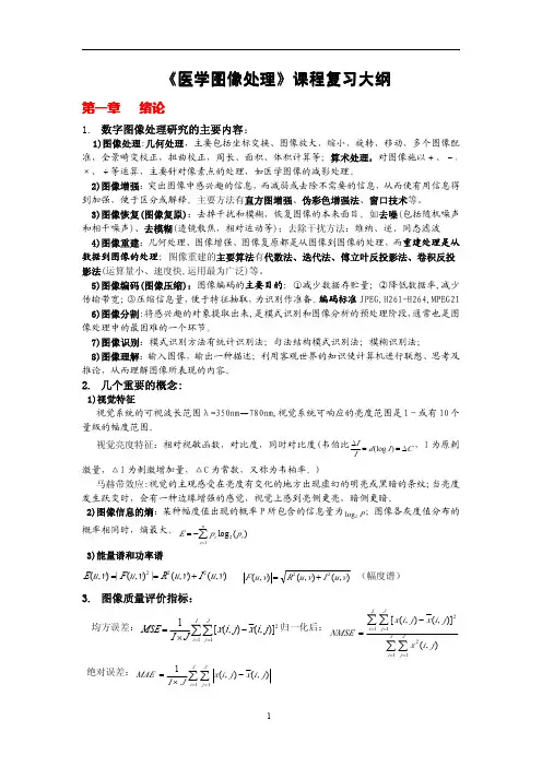 医学图像处理重点知识概要