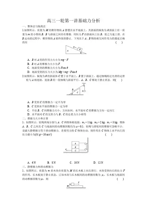 新高三一轮复习 第一讲受力分析