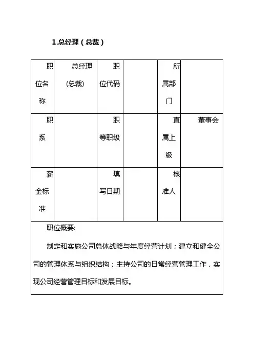 公司总经理岗位职责