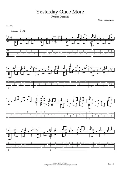 OkazakiRynten冈崎伦典《yesterdayoncemore》指弹吉他谱下载.pdf