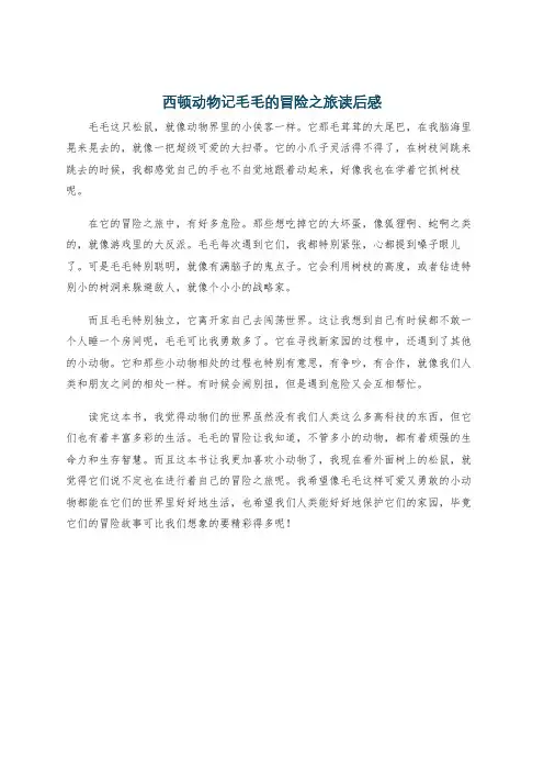 西顿动物记毛毛的冒险之旅读后感