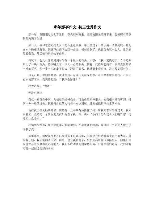 那年那事作文_初三优秀作文