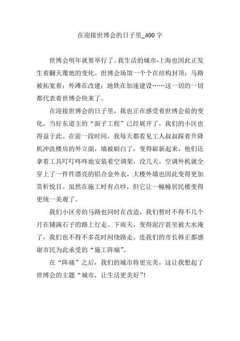 在迎接世博会的日子里_400字