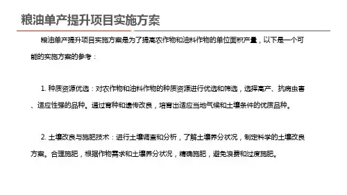粮油单产提升项目实施方案