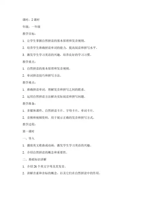 课堂教学自然拼读教案模板
