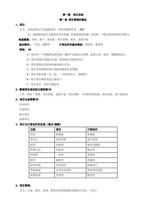项目管理大纲