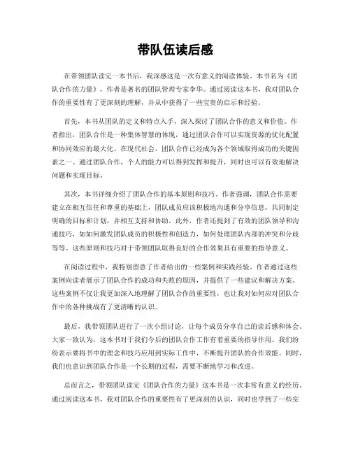 带队伍读后感