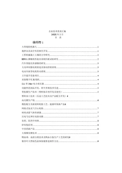 企业技术需求汇编