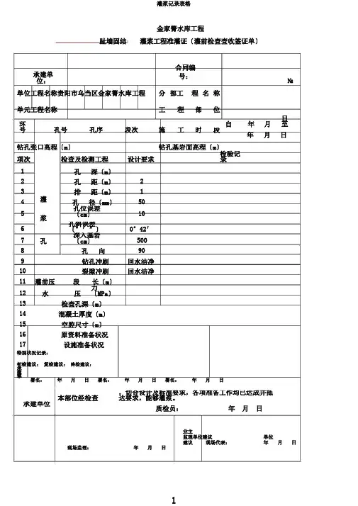 灌浆记录表格