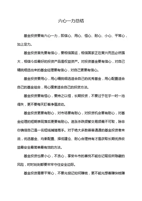 六心一力总结
