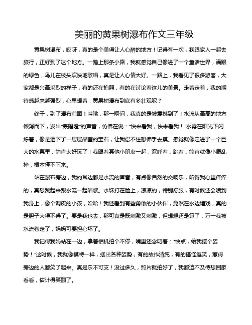 美丽的黄果树瀑布作文三年级