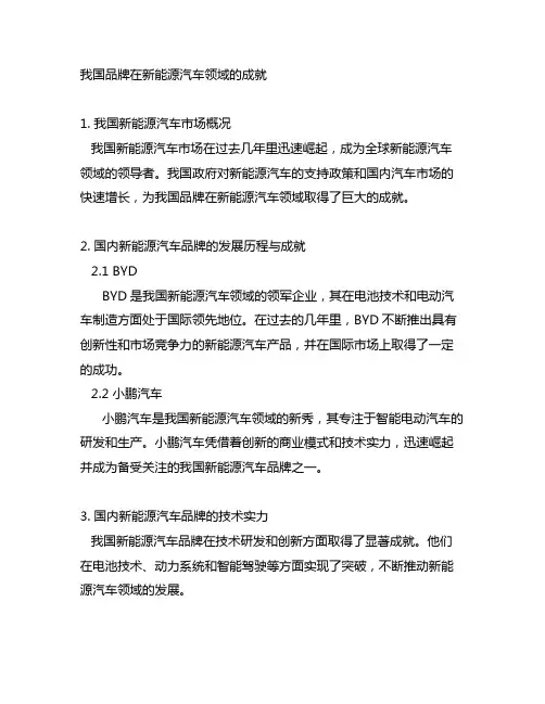 中国品牌在新能源汽车领域的成就