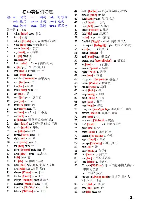 最新初中中考英语单词表大全必背2182个带音标