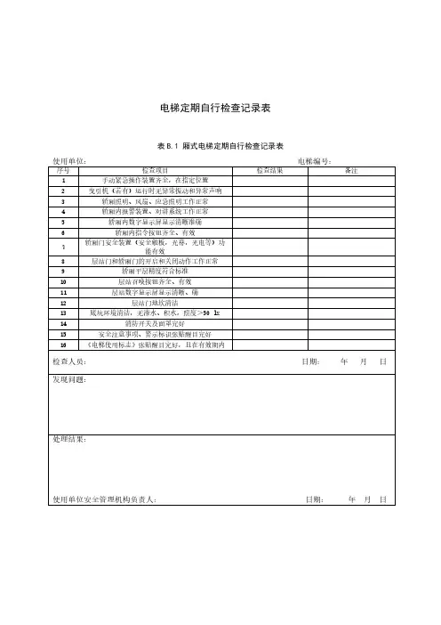 电梯定期自行检查记录表