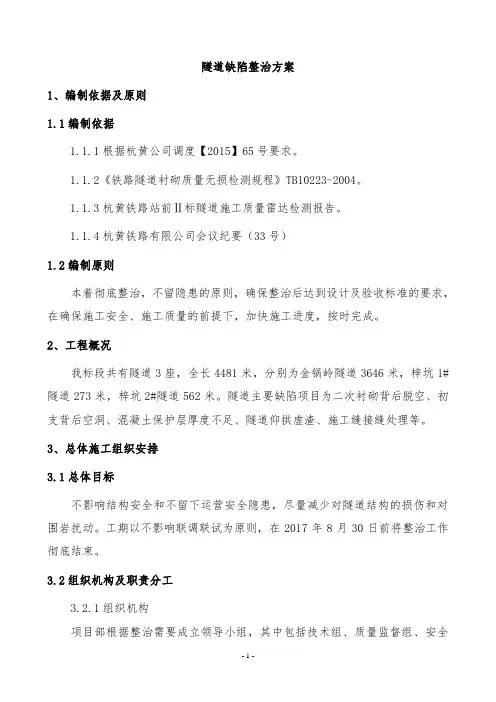 隧道缺陷整治方案.