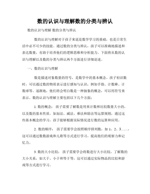 数的认识与理解数的分类与辨认