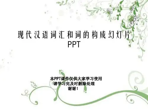 现代汉语词汇和词的构成幻灯片PPT