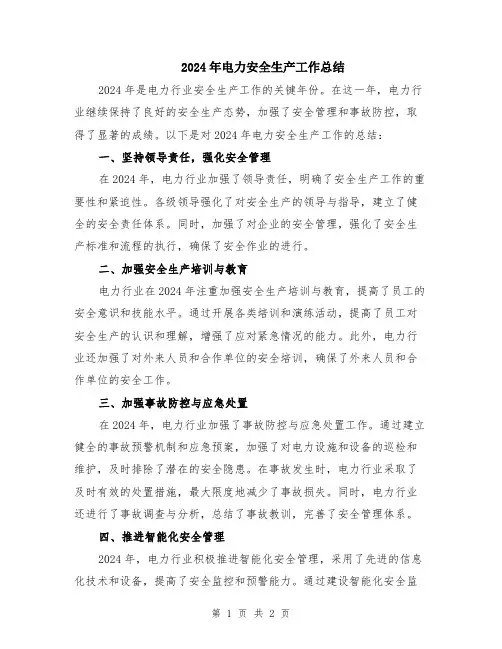 2024年电力安全生产工作总结 2