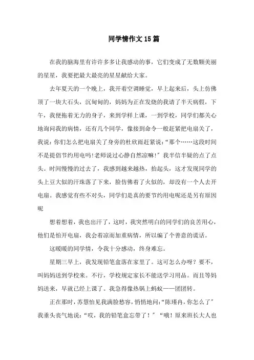 同学情作文15篇精选